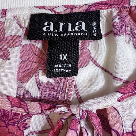 A New Approach Top Womens XL Floral White And Pink Long Sleeve‎ Rayon - Picture 4 of 12